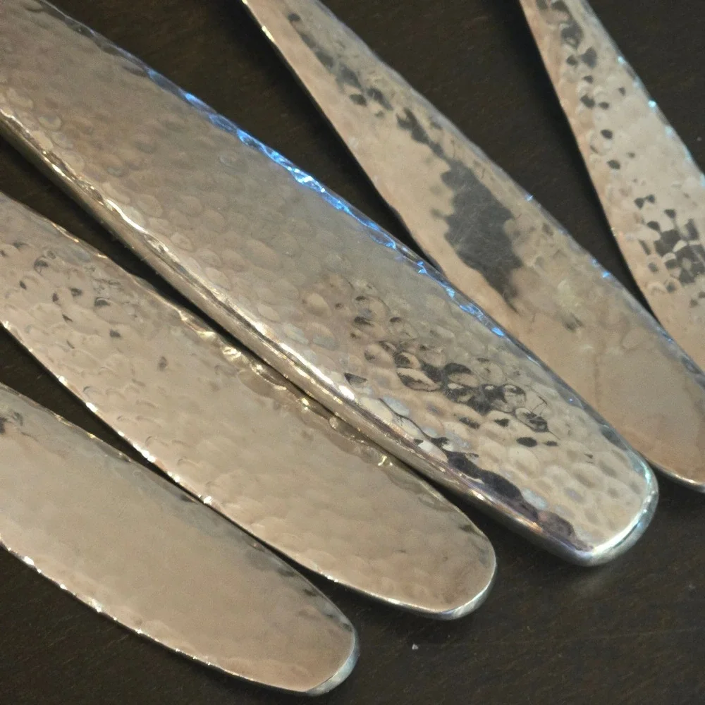 Reed & Barton Palmer hammered Flatware Set 34 piece 18/10 Stainless forks Shiny